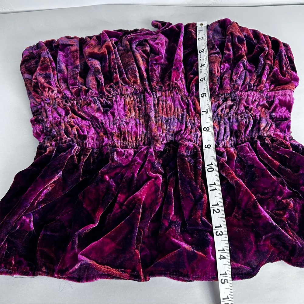 NWT Somerset Magenta Strapless Tube Top Blouse Size Large Floral Velvet - Picture 9 of 9